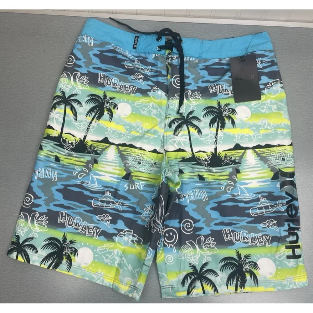 HURLEY BOY'S DOODLE PARADISE BOARDSHORTS SIZE 20/30 INSEAM 9